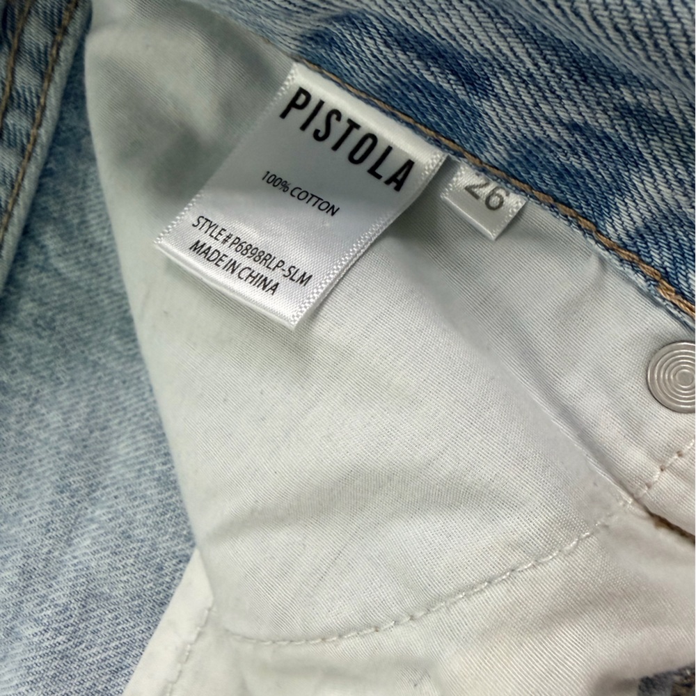 Pistola Eden High Rise Straight Jeans Size 26 Light Wash Raw Hem 100% Cotton - Picture 2 of 7